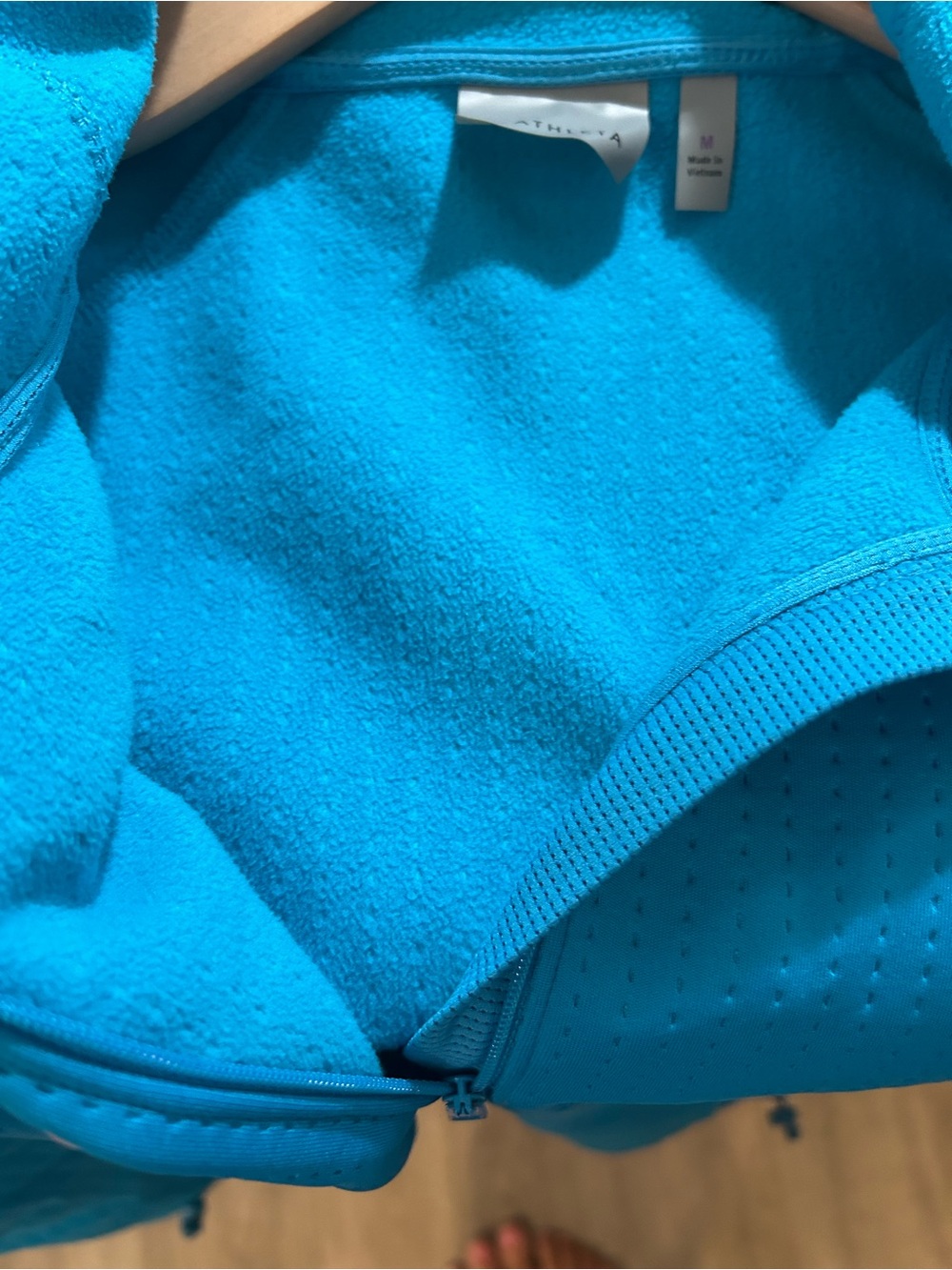 Athleta Bright Blue Quarter-Zip Hoodie Sweatshirt - Picture 8 of 10